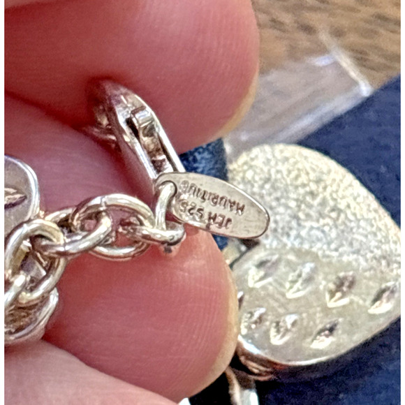 Vintage Jacmel Mauritius JCM Sterling Silver 925 Puffy Heart Charm Bracelet 6.5" - Picture 5 of 7
